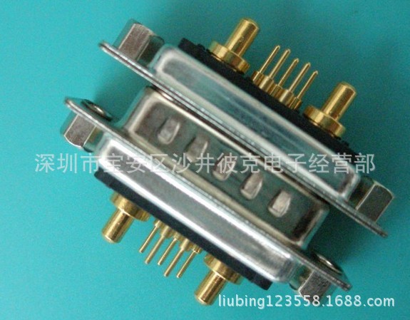 DB大电流车PIN连接器 2W2公头母头插板式180度直插后锁螺丝详解